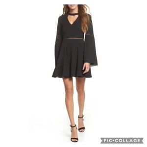 Ali & Jay Bell Sleeve Choker Neck Mini Dress